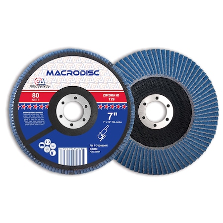 Continental Abrasives 7" x 7/8" 80 Grit T29 Zirconia High Density Flap Disc F-7030809H